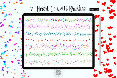Procreate brush set&2C; heart confetti&2C; Procreate confetti brush&2C; 7 Brush