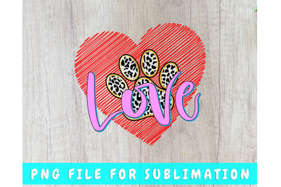 Love Paw Print PNG For Sublimation