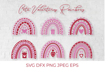 Valentines Rainbow SVG Bundle. Valentine Day Clipart