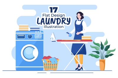 7 Laundry Wash and Drying Machines Illustration