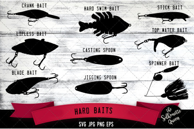 Hard Baits Fishing Silhouette Vector