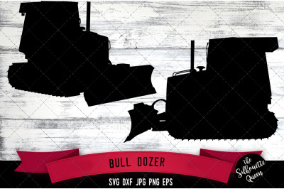 Bull Dozer Silhouette Cut Vector