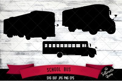 School Bus Silhouette Cut Vector