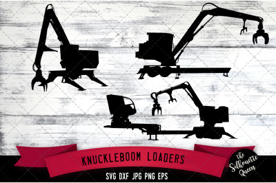 Knuckleboom Loaders Silhouette Cut Vector