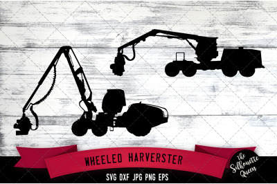 Wheeled Harvester Silhouette Cut Vector