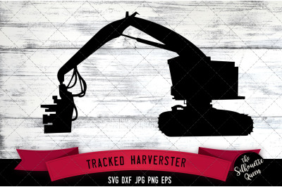 Tracked Harvester Silhouette Cut Vector