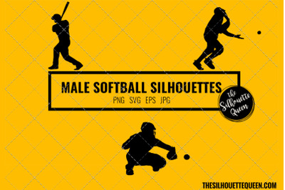 Softball Men SVG Bundle for Cutting , Cut files Silhouette Studio