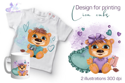 Lion cubs (Design for printing)