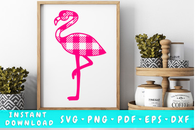 Flamingo buffalo plaid svg