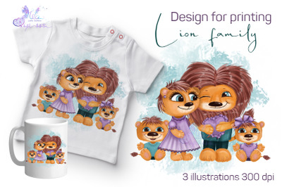 Lion family (Design for printing)