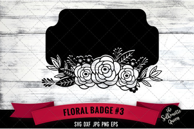 Floral Badge 3 Vector Silhouette File