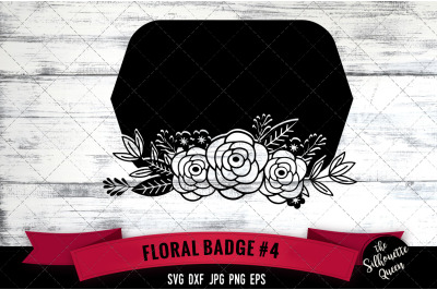 Floral Badge 4 Vector Silhouette File