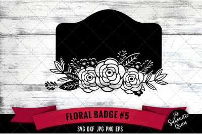 Floral Badge 5 Vector Silhouette File