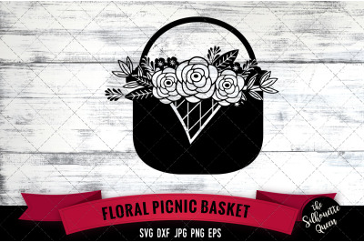 Floral Basket Vector Silhouette File