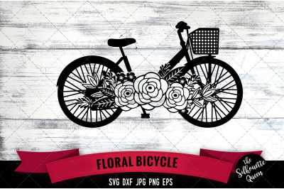 Floral Bicycle Vector Silhouette File