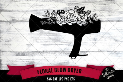 Floral Blow Dryer Vector Silhouette File