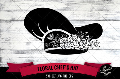 Floral Chef&#039;s Hat Vector Silhouette File