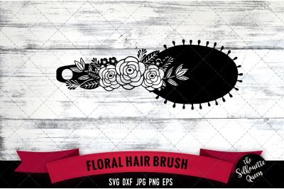 Floral Hair Brush Vector Silhouette File