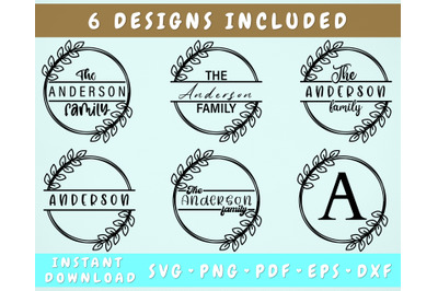 Family Name Split Monogram SVG Bundle&2C; 6 Designs&2C; Family Sign SVG