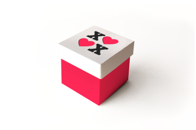 XOXO Hearts Cube Box With Lid | SVG | PNG | DXF | EPS