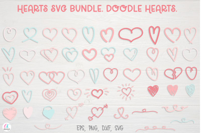 Heart SVG Bundle. Doodle Hearts. Valentines Day&nbsp;Svg Bundle.