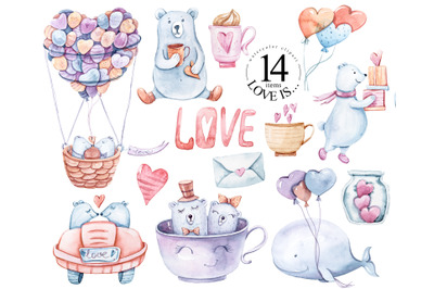 Valentines day kids cute clipart -14 png files