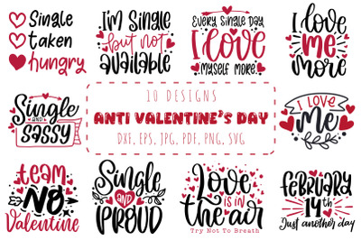 Singles Awareness Day Quotes SVG Bundle, Anti Valentines Day