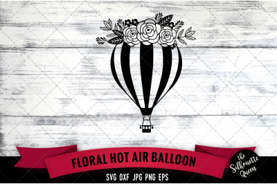 Floral Hot Air Balloon Vector Silhouette File
