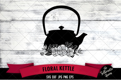 Floral Kettle Vector Silhouette File