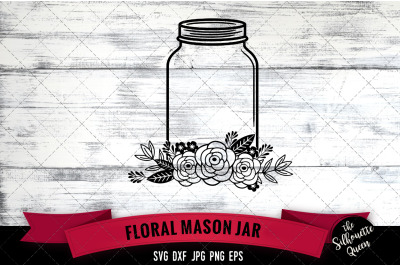 Floral Mason Jar Vector Silhouette File