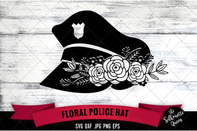 Floral Police Hat Vector Silhouette File