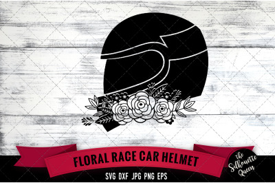 Floral Race Car Helmet Vector Silhouette File