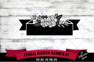 Floral Ribbon 1 Vector Silhouette File