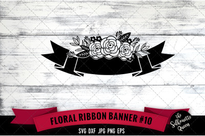 Floral Ribbon 10 Vector Silhouette File