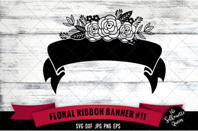 Floral Ribbon 11 Vector Silhouette File