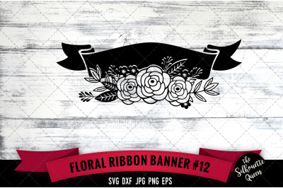 Floral Ribbon 12 Vector Silhouette File