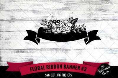 Floral Ribbon 2 Vector Silhouette File