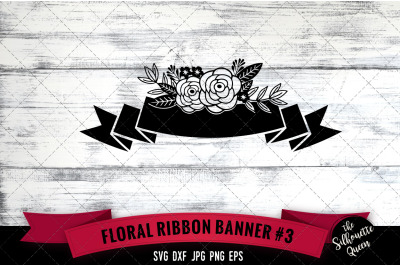 Floral Ribbon 3 Vector Silhouette File