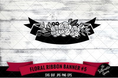 Floral Ribbon 5 Vector Silhouette File