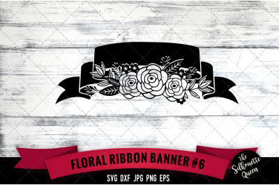 Floral Ribbon 6 Vector Silhouette File