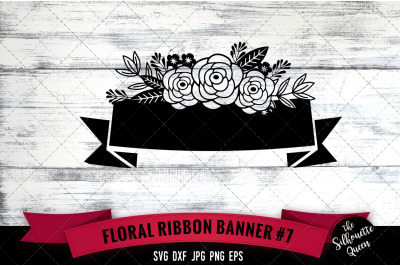 Floral Ribbon 7 Vector Silhouette File