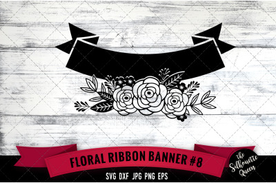 Floral Ribbon 8 Vector Silhouette File