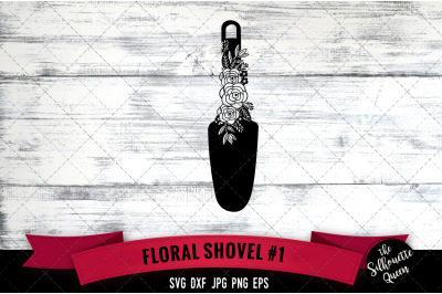 Floral Shovel Vector Silhouette File