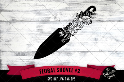 Floral Shovel 2 Vector Silhouette File