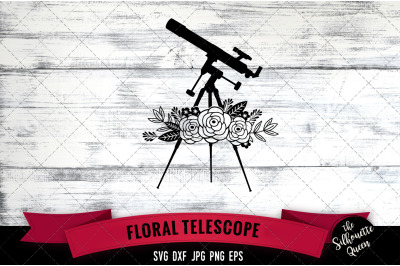 Floral Telescope Vector Silhouette File