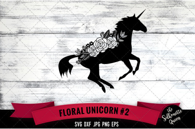 Floral Unicorn 2 Vector Silhouette File