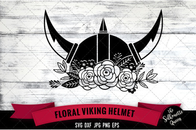 Floral Viking Helmet Vector Silhouette File