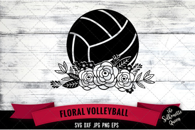 Floral Volleyball Vector Silhouette File