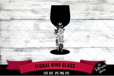 Floral Wine Glass Vector Silhouette File