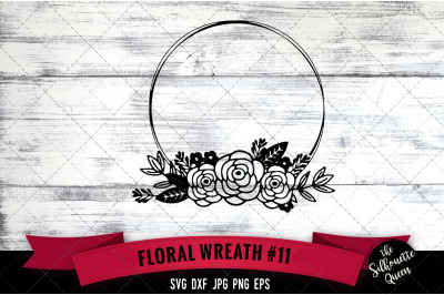 Floral Wreath 11 Vector Silhouette File